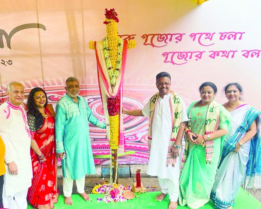 Three clubs hold ‘Khunti Puja’ to mark the beginning of Durga Puja preparations