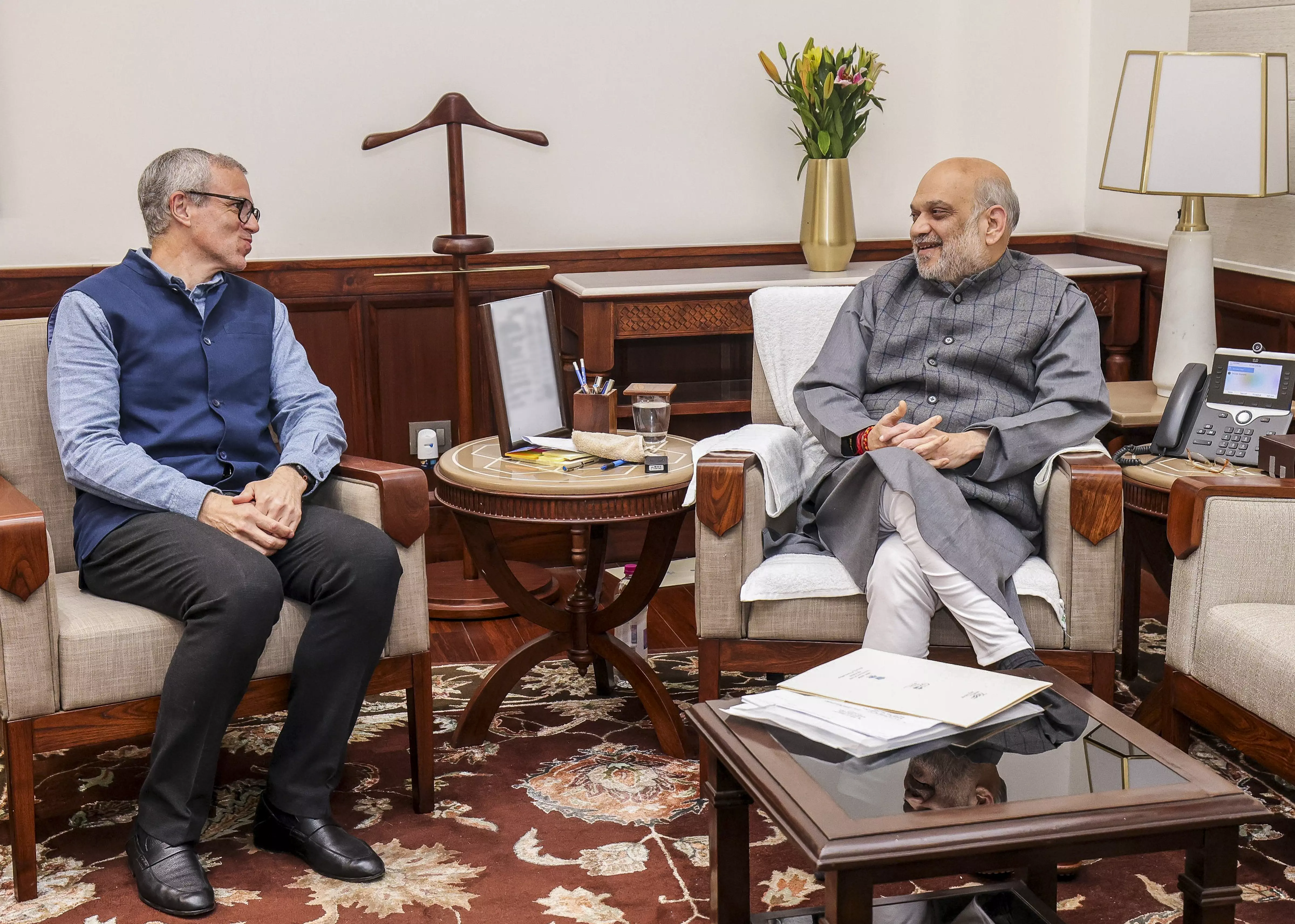 JK CM Omar meets Amit Shah; discusses statehood, law and order issues