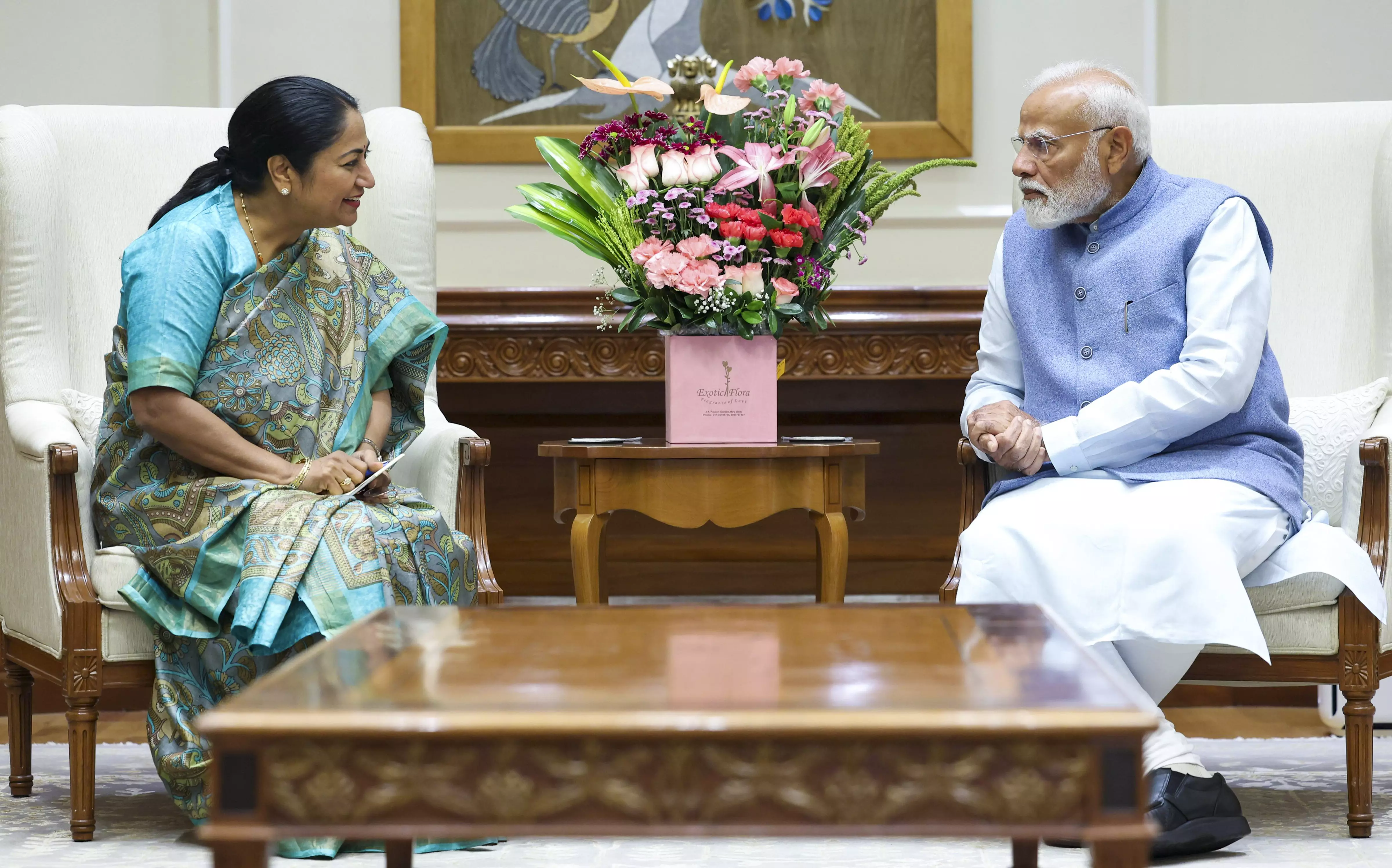 Delhi CM Rekha Gupta meets PM Modi at his residence