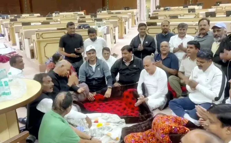 Congress MLAs continue dharna in Rajasthan Assembly over suspension of 6 MLAs