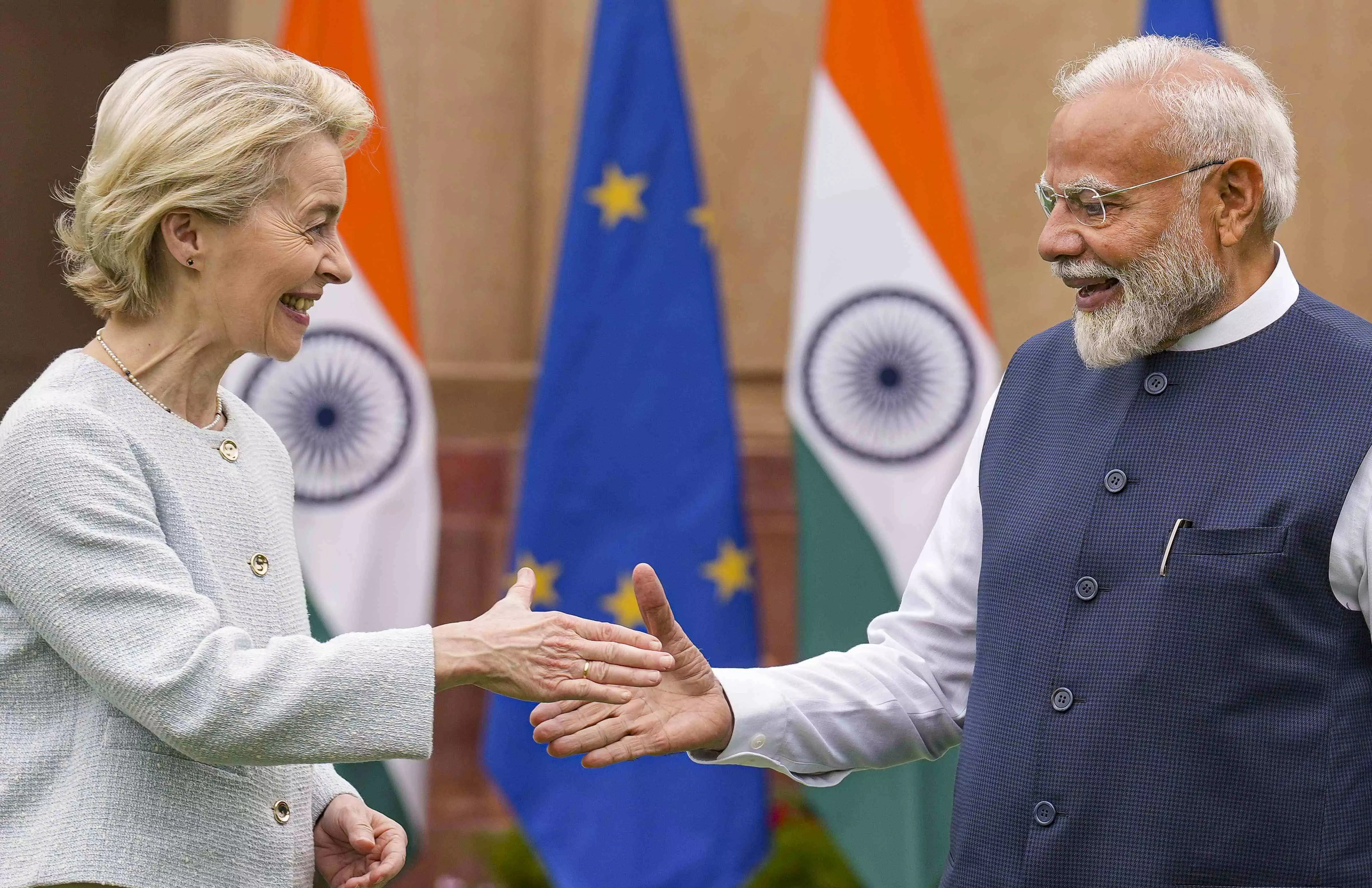 PM Modi meets with EU chief Ursula von der Leyen in Delhi